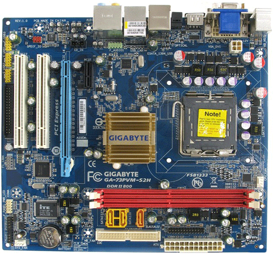 S-775 Gigabyte 73PVM-S2H (GF7100/630i FSB1333 2*DDR2-800 PCIe-x16 VGA 7100 8ch GLAN 1394 mATX)