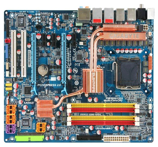 S-775 Gigabyte EX38-DQ6 (X38/ICH9R FSB1600 4*DDR2-1200 2PCIe-x16 8ch GLAN ATX)
