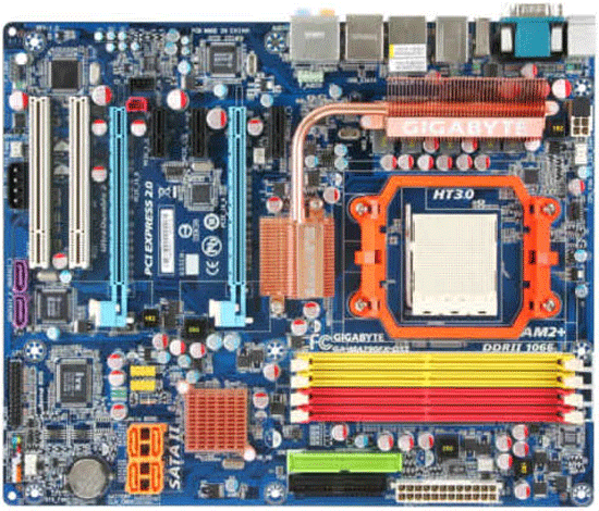 S-AM2+ Gigabyte MA790FX-DS5 (AMD 790FX 5200/2000МТ/c 4*DDR2-1066 2PCIe2.0-x16 8ch GLAN 1394 ATX)
